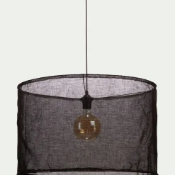 Lustre De Salle À Manger|Lustre*alinea Abat-jour cylindrique en lin D60cm - Noir