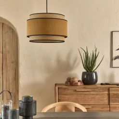 Abat-Jour Suspension|Suspension Non-Électrifiée*alinea Abat-jour cylindrique en tissu D38cm - miel Jaune