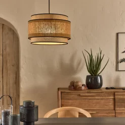 Abat-Jour Suspension|Suspension Non-Électrifiée*alinea Abat-jour cylindrique en tissu D38cm - miel Jaune