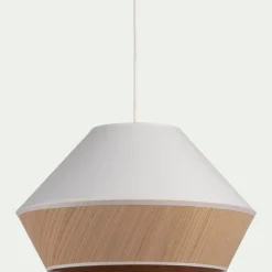 Abat-Jour Suspension|Abat-Jour Naturel*alinea Abat-jour en chêne et tissu D40cm - Blanc