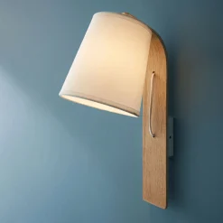 Applique Murale*alinea Applique murale en bois et abat-jour coton - H40cm Blanc