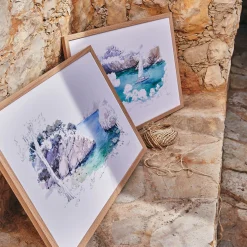 Toile, Tableau Et Affiche*alinea Aquarelle encadrée bateau 38x53cm - Bleu