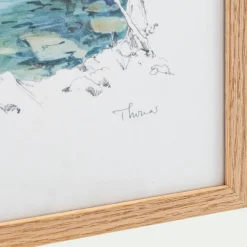 Toile, Tableau Et Affiche*alinea Aquarelle encadrée bateau 38x53cm - Bleu