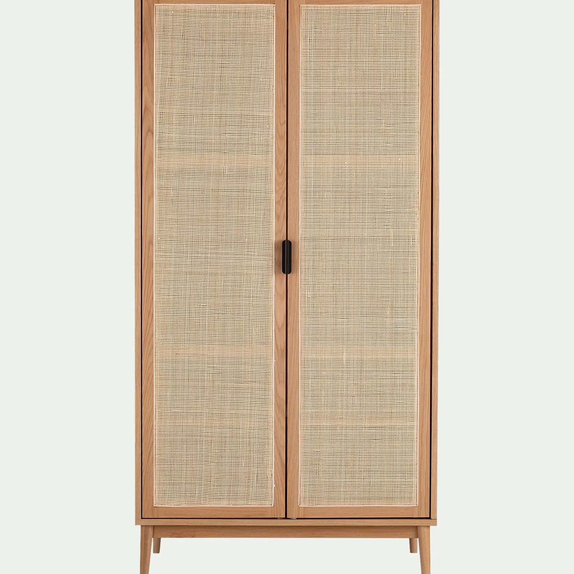 Armoire*alinea Armoire 2 portes battantes en bois et cannage H180cm - Bois clair