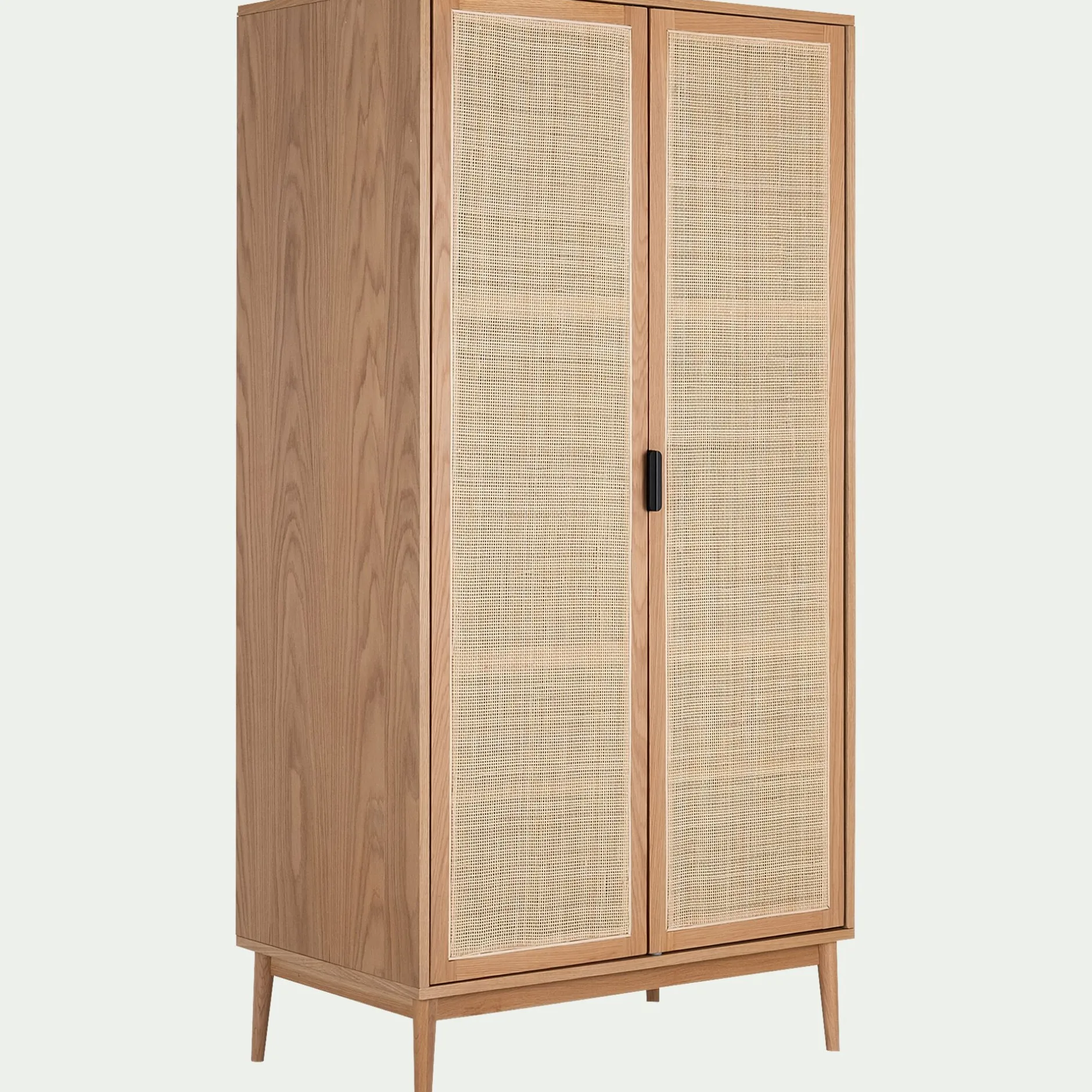 Armoire*alinea Armoire 2 portes battantes en bois et cannage H180cm - Bois clair