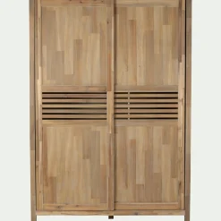 Armoire*alinea Armoire 2 portes coulissantes en acacia massif H203cm - bois clair Bois foncé