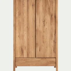 Armoire*alinea Armoire 2 portes et 1 tiroir en chêne massif H200cm - Bois clair