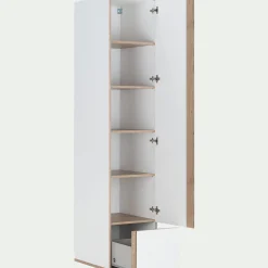 Dressing*alinea Armoire dressing avec 1 porte et 1 tiroir en bois effet chêne H235XL50cm - Blanc