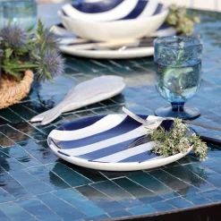 Assiette*alinea Assiette à dessert à rayures en faïence D22cm - marine Bleu