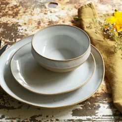 Assiette*alinea Assiette à dessert bicolore en grès recyclé D21,7cm - Blanc