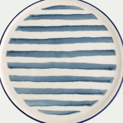 Assiette*alinea Assiette à dessert en céramique D20cm à rayures - Blanc