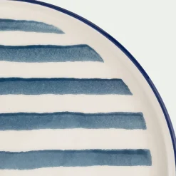 Assiette*alinea Assiette à dessert en céramique D20cm à rayures - Blanc