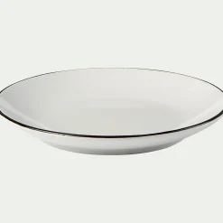 Assiette*alinea Assiette à dessert en grès avec liserai noir D19,2cm - Blanc