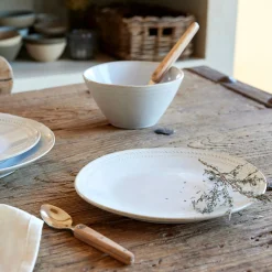 Assiette*alinea Assiette à dessert en grès avec liseré beige D23cm - ventoux Blanc