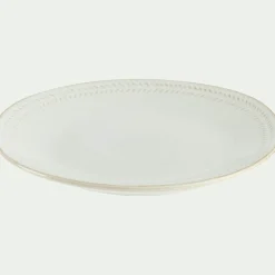 Assiette*alinea Assiette à dessert en grès avec liseré beige D23cm - ventoux Blanc