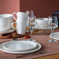 Assiette|Assiette De Noël*alinea Assiette à dessert en porcelaine avec liseré perlé D21,60cm - ventoux Blanc