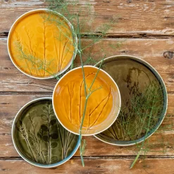 Assiette*alinea Assiette à dessert impressions végétales en grès D20cm - argan Jaune