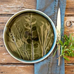 Assiette*alinea Assiette à dessert impressions végétales en grès D20cm - avocado Vert