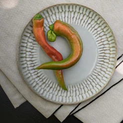 Assiette*alinea Assiette à dessert martelée en grès D21,7cm - ventoux Blanc