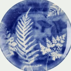 Assiette*alinea Assiette à dessert motif fougère en grès D21,6cm - Bleu