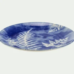 Assiette*alinea Assiette à dessert motif fougère en grès D21,6cm - Bleu