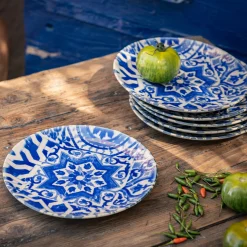 Assiette*alinea Assiette à dessert motif mandala en grès D21,6cm - Bleu