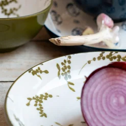 Assiette*alinea Assiette à dessert motif végétal en porcelaine D20cm - Vert