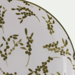 Assiette*alinea Assiette à dessert motif végétal en porcelaine D20cm - Vert