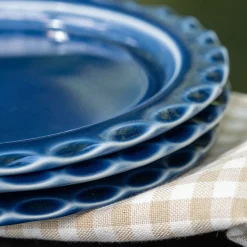 Assiette*alinea Assiette à dessert ondulée en grès D21cm - Bleu