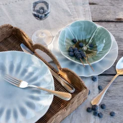 Assiette*alinea Assiette à dessert ondulée en grès D21cm - Bleu