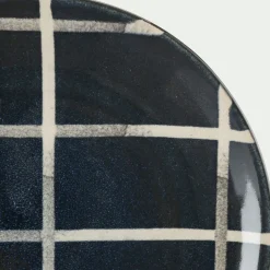 Assiette*alinea Assiette à dessert rayée en grès D21,6cm - Noir