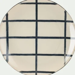 Assiette*alinea Assiette à dessert rayée en grès D21,6cm - Blanc