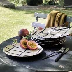 Assiette*alinea Assiette à dessert rayée en grès D21,6cm - Blanc