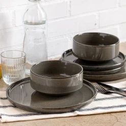 Assiette*alinea Assiette creuse en grès émail réactif D15,5cm - Vert