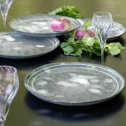 Assiette|Assiette De Noël*alinea Assiette plate à rayures en grès D27,5cm - calaluna Bleu