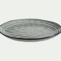 Assiette|Assiette De Noël*alinea Assiette plate à rayures en grès D27,5cm - calaluna Bleu