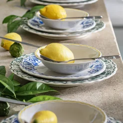 Assiette*alinea Assiette plate en grès à motif floral vert D28cm - Blanc