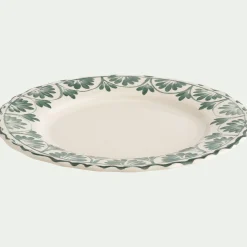 Assiette*alinea Assiette plate en grès à motif floral vert D28cm - Blanc