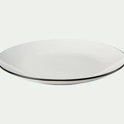 Assiette*alinea Assiette plate en grès avec liseré noir D26,8cm - Blanc