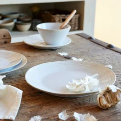 Assiette|Assiette De Noël*alinea Assiette plate en grès avec liseré beige D28cm - ventoux Blanc