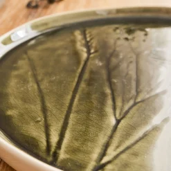Assiette*alinea Assiette plate impressions végétales en grès D26cm - avocado Vert