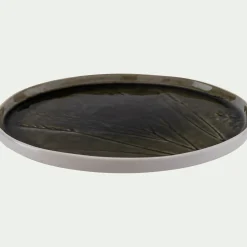 Assiette*alinea Assiette plate impressions végétales en grès D26cm - avocado Vert