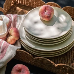 Assiette*alinea Assiette plate mouchetée en porcelaine D27cm - dune Blanc