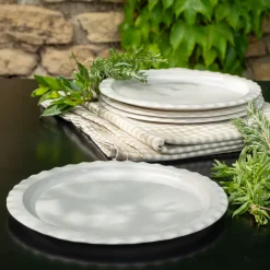 Assiette*alinea Assiette plate ondulée en grès D27,5cm - ventoux Blanc