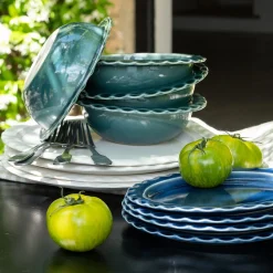 Assiette*alinea Assiette plate ondulée en grès D27,5cm - ventoux Blanc