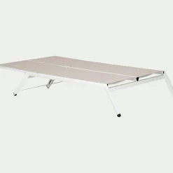 Transat Et Chaise Longue*alinea Bain de soleil double en aluminium et textilène - Gris