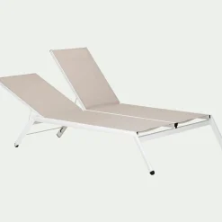 Transat Et Chaise Longue*alinea Bain de soleil double en aluminium et textilène - Gris