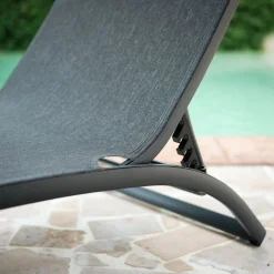 Transat Et Chaise Longue*alinea Bain de soleil en aluminium et textilène - noir