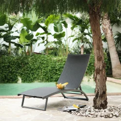 Transat Et Chaise Longue*alinea Bain de soleil en aluminium et textilène - noir