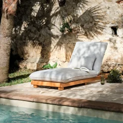 Transat Et Chaise Longue*alinea Bain de soleil en eucalyptus avec matelas - Gris